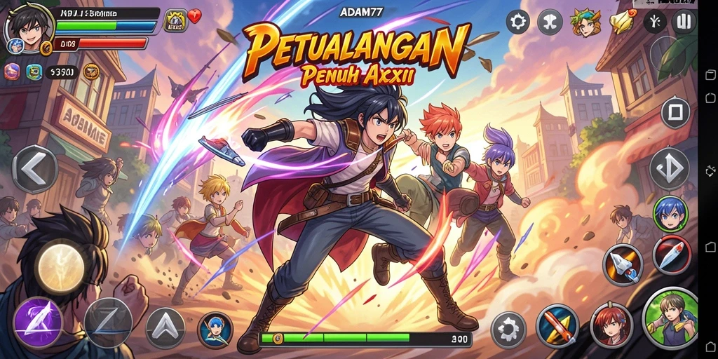 Tangkapan layar gameplay yang menampilkan aksi seru dalam ADAM77.
