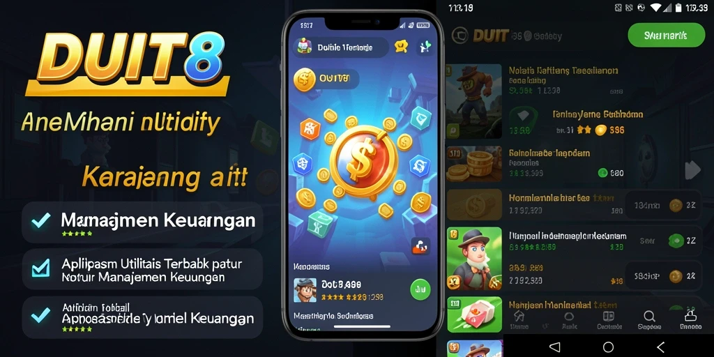 Tampilan utama DUIT8 menampilkan fitur manajemen keuangan yang intuitif.