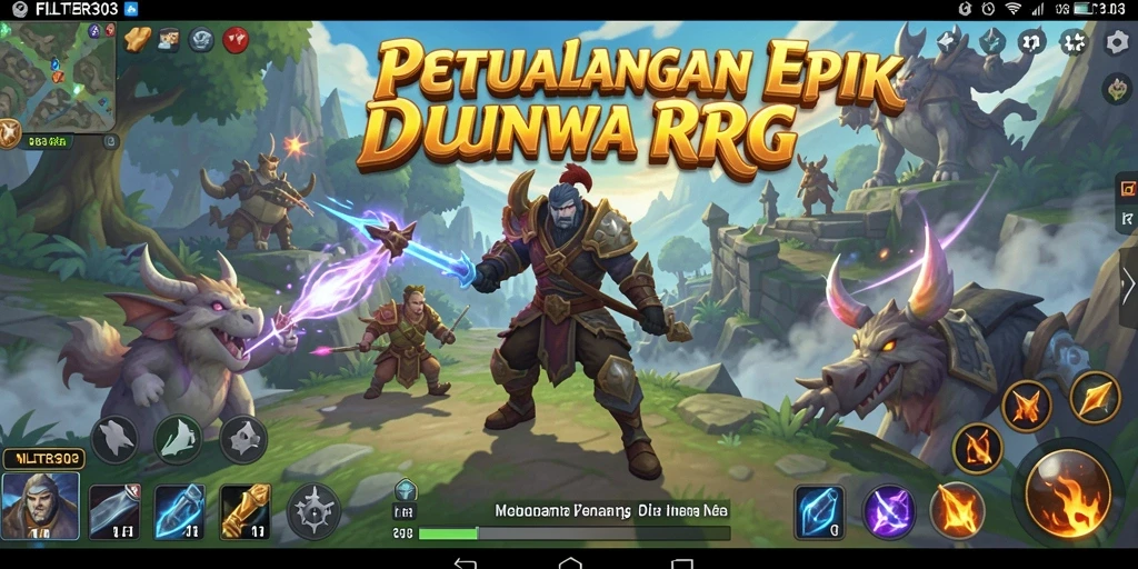 Tampilan gameplay epik dalam dunia fantasi FILTER303.
