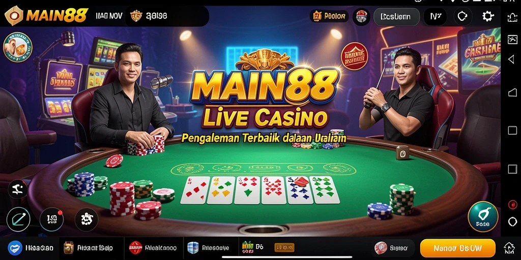 Screenshot dari gameplay Live Casino dengan dealer langsung di MAIN88.